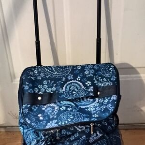 Blue Floral Rolling Bag